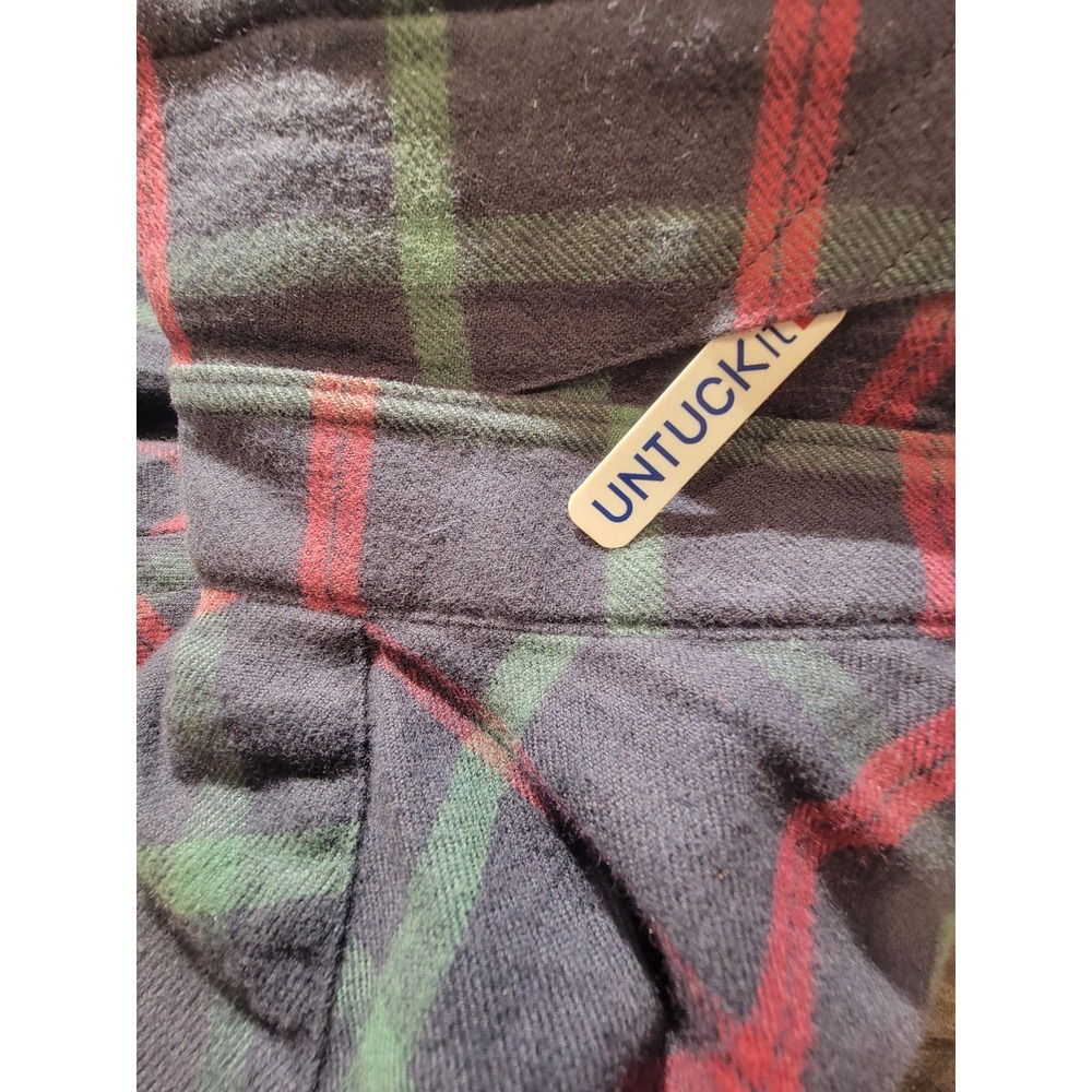 UNTUCKit Shirt- Flannel -Men's - Medium Navy Blue Button Down Plaid Slim - Picture 7 of 11